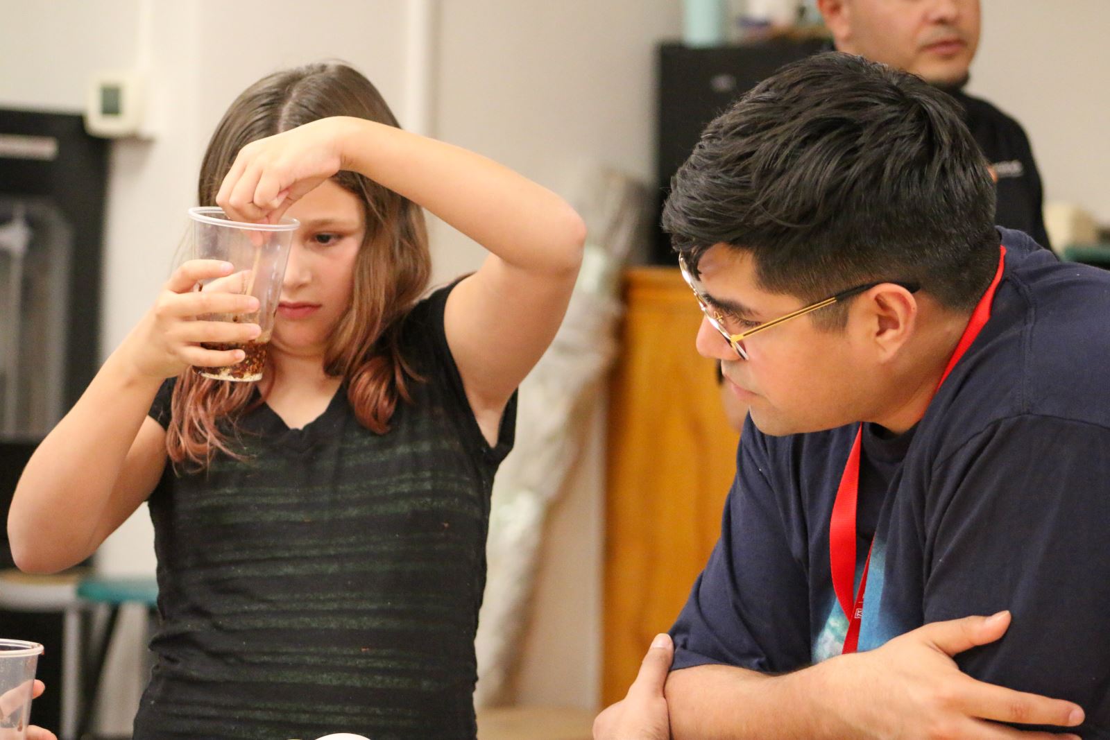 Student working on experiment