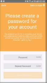 Please create a password for your account screen