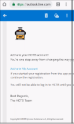 Activate your HCTB account screen