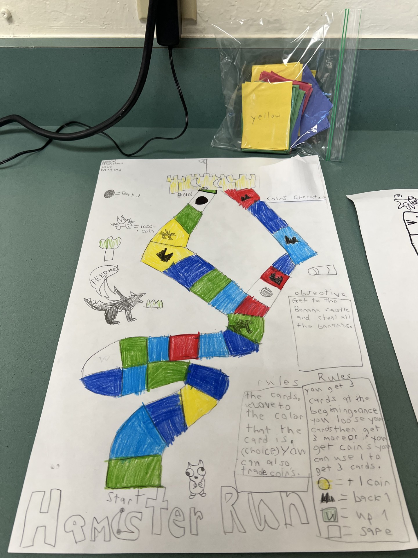 Picture is of a board game that a student designed as part of a unit on game design.