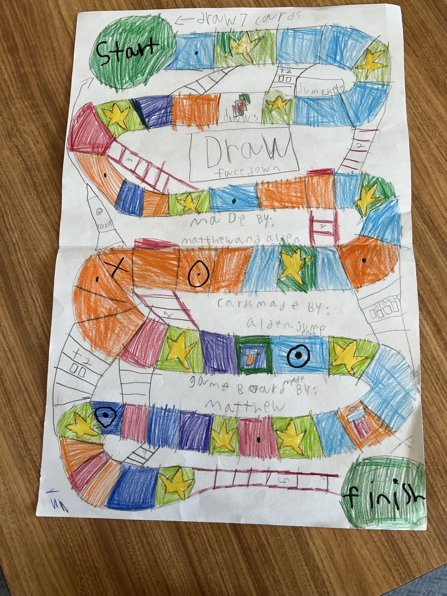Picture is of a board game that a student designed as part of a unit on game design.