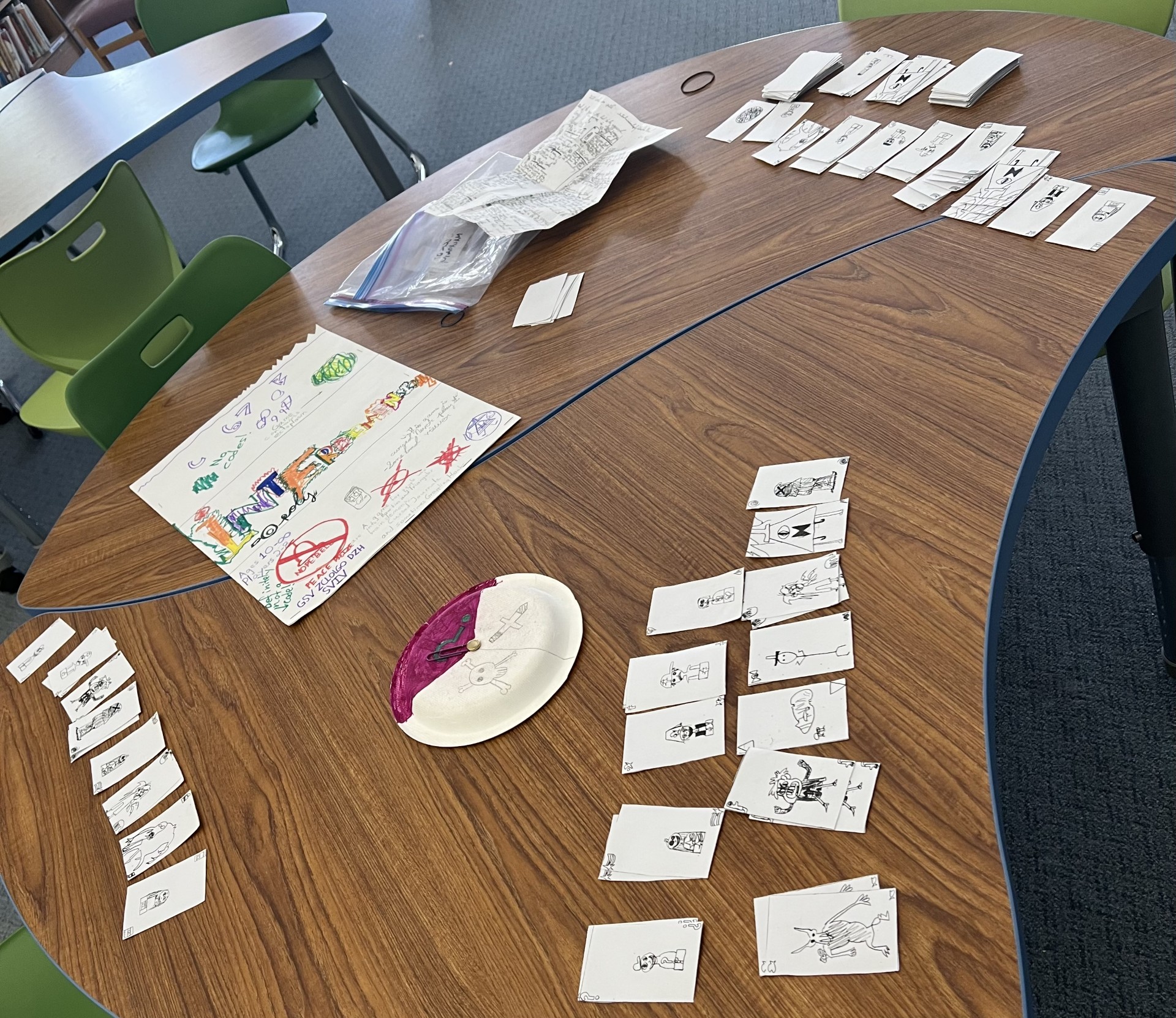 Picture is of a board game that a student designed as part of a unit on game design.