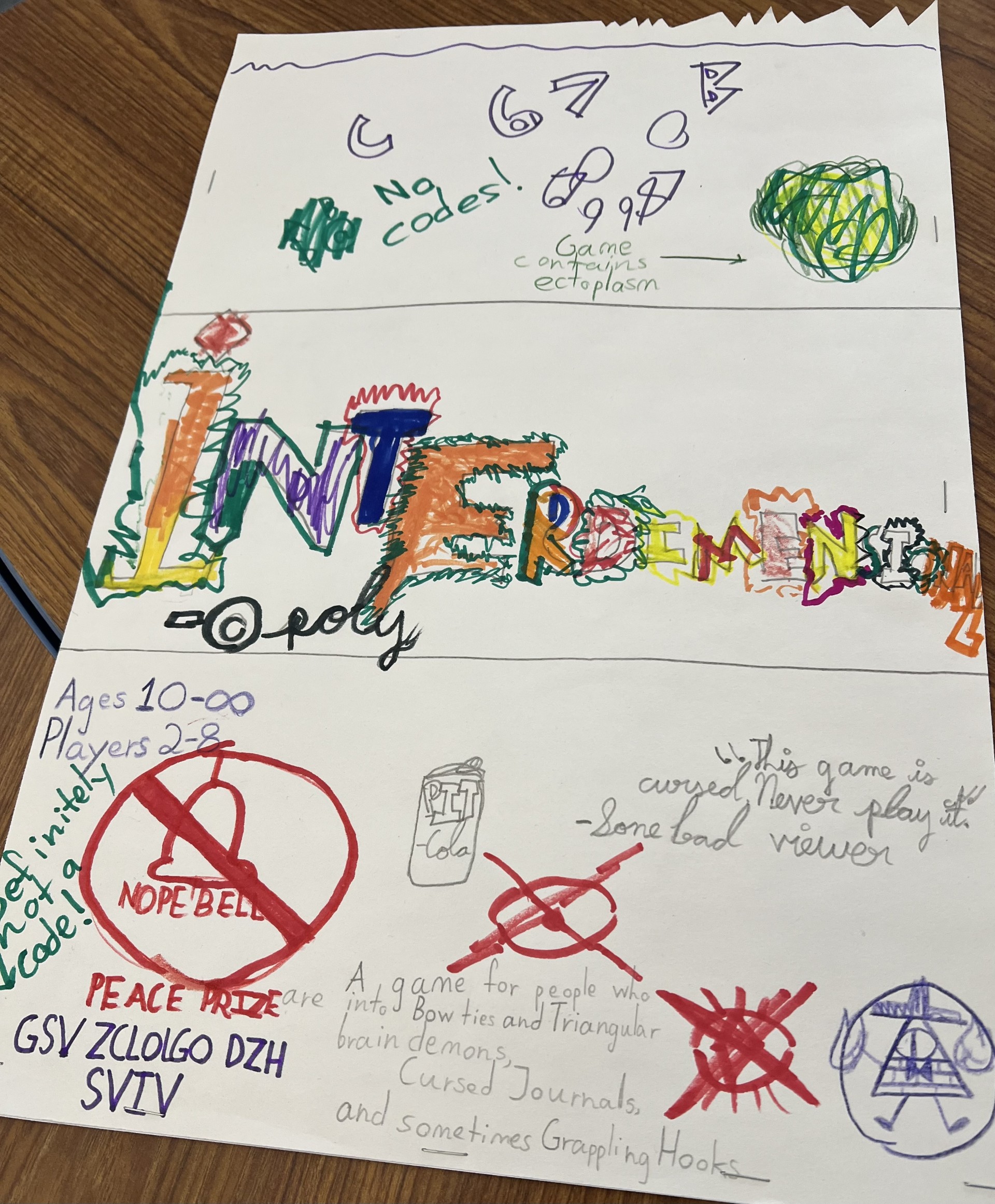 Picture is of a board game that a student designed as part of a unit on game design.