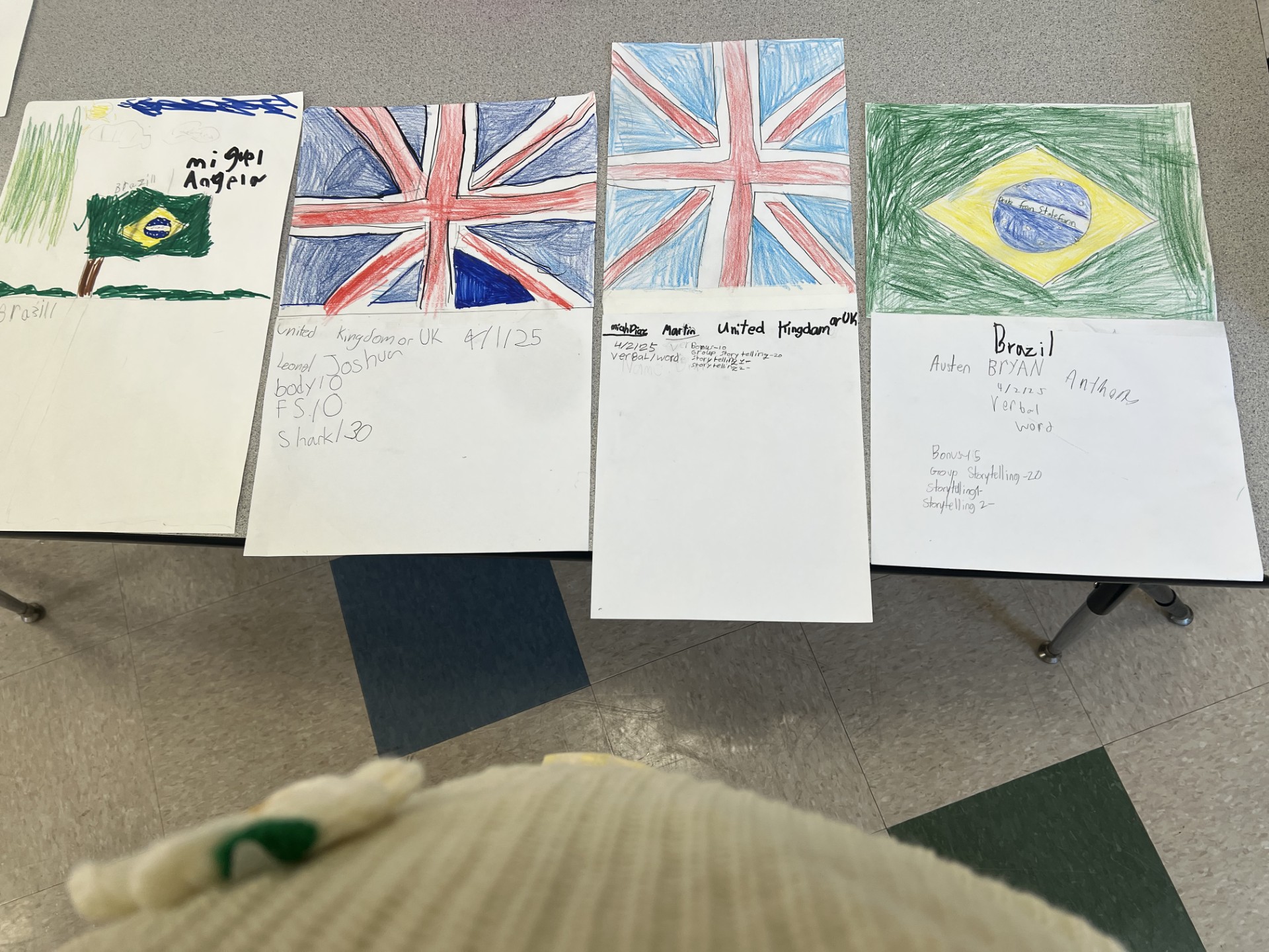 Image shows flags that students made.