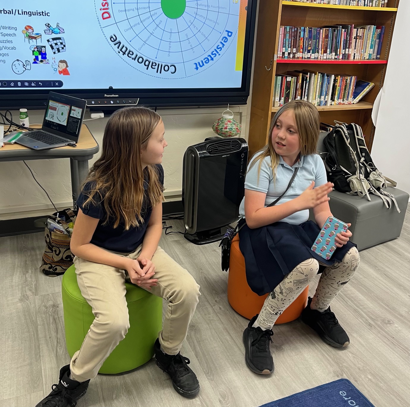 Robison 4th and 5th graders working on a verbal linguistic challenge. 