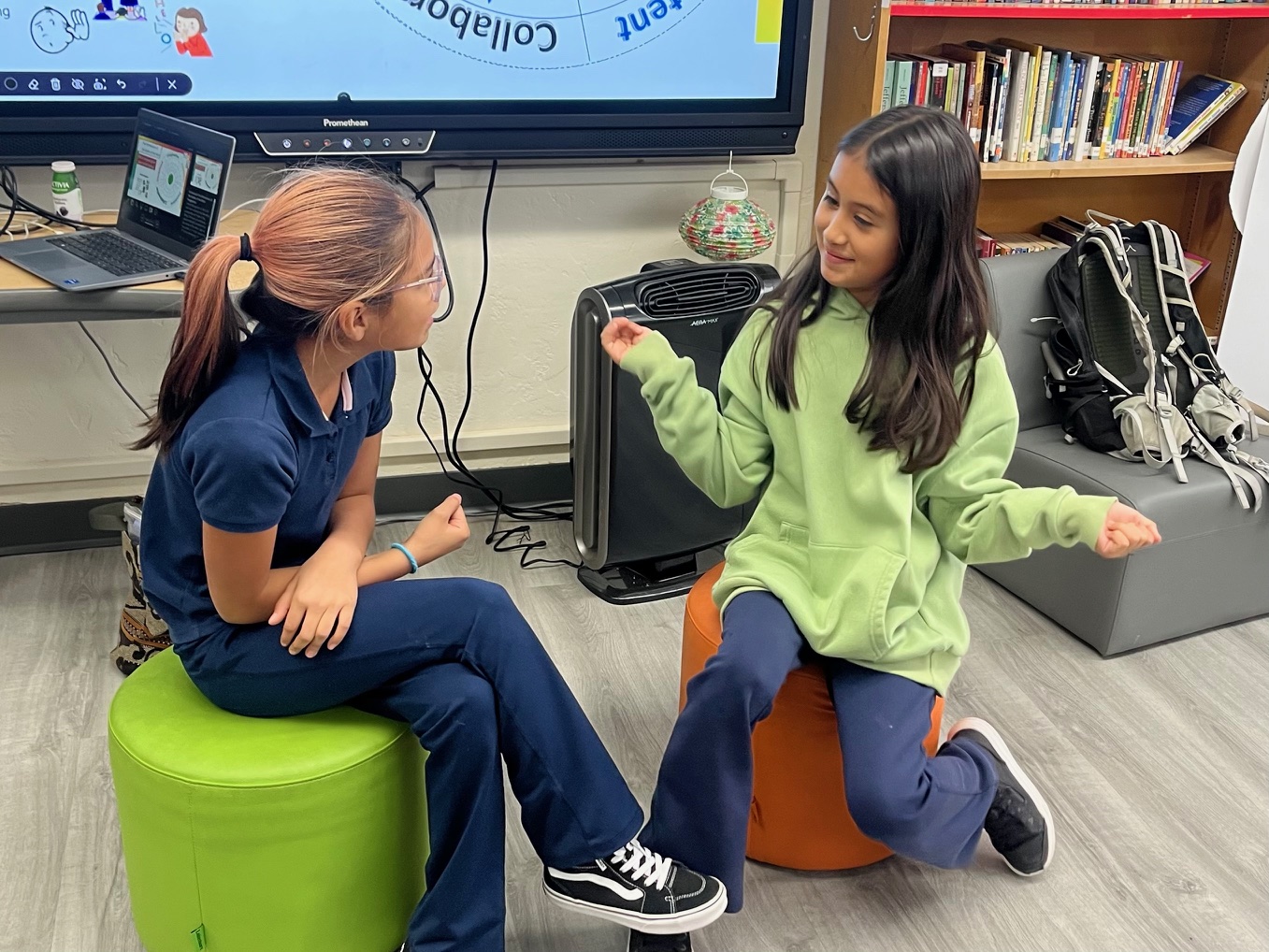Robison 4th and 5th graders working on a verbal linguistic challenge. 