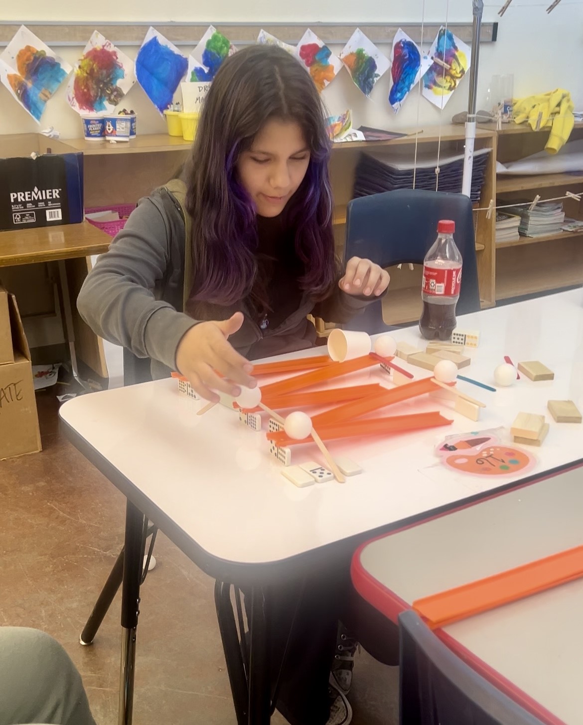 Picture of students engineering Rube Goldberg Machines