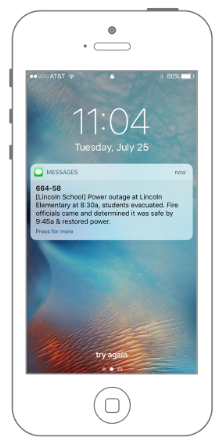 Screenshot of smart alerts message