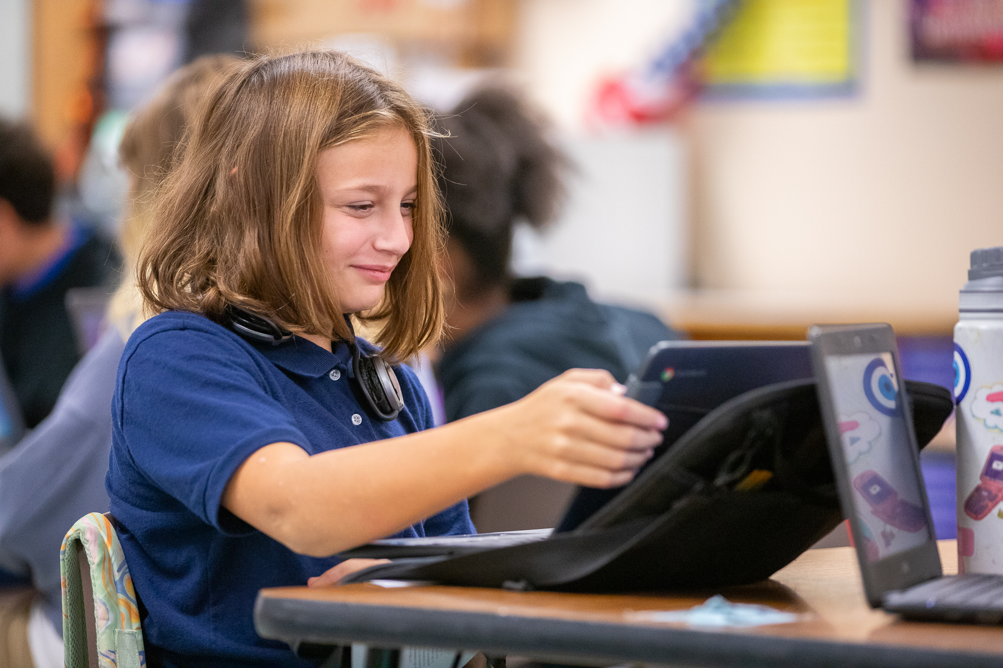 Girl working at desk