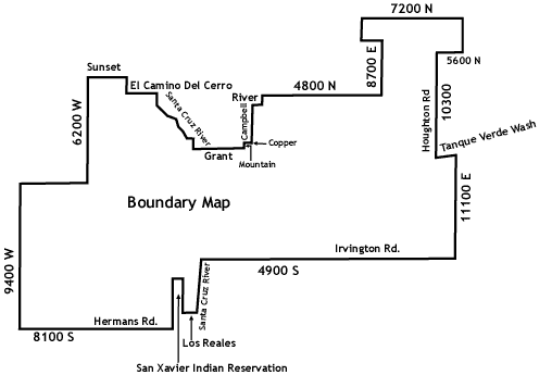 Attendance boundary map for Tucson Unified School District. 