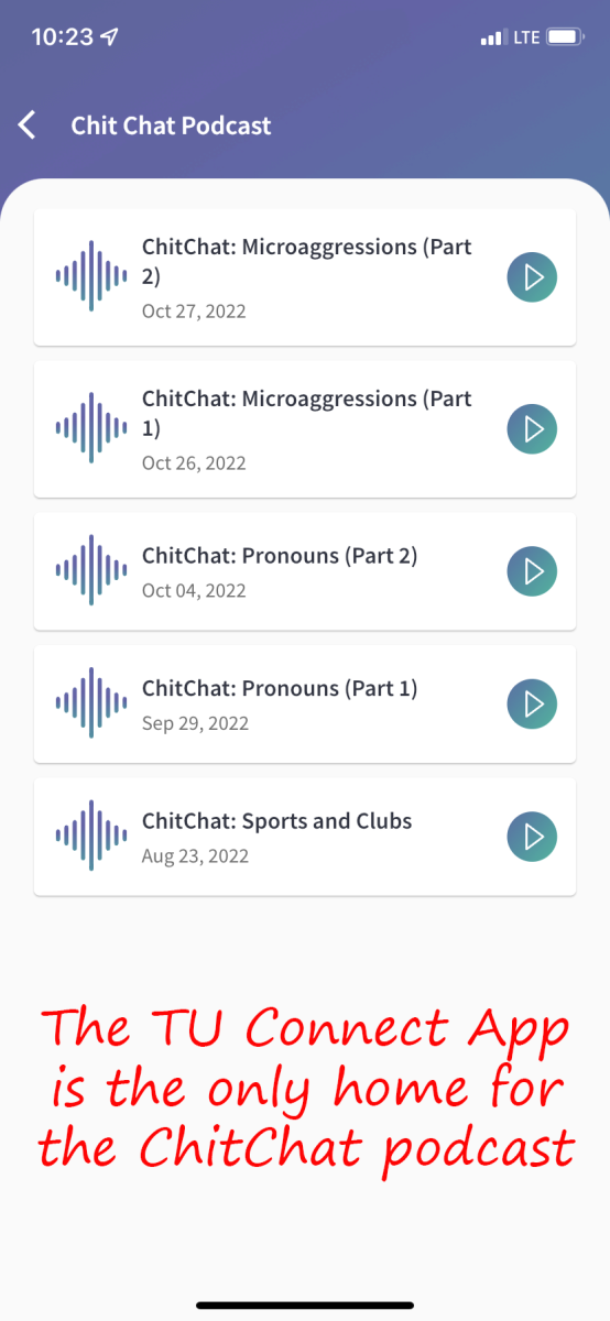 Tucson Unified Connect App ChitChat podcast screenshot. The TU Connect App is the only home for the ChitChat podcast.