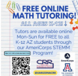 Free Online Math Tutoring All Ages K-12 Tutors are available online Mon-Sun for FREE to all K-12 AZ students through our AmeriCorps STEMM Program