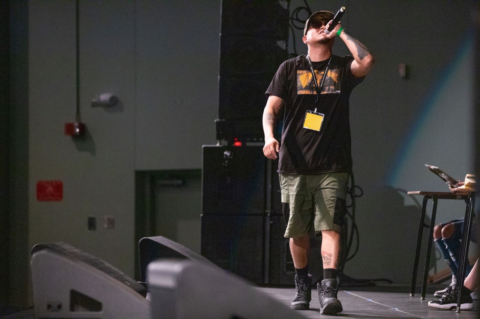 Native American hip hop artist Francisco Elias (aka Sensei Sai Music) performs at the EDI Student Summit at Santa Rita High School.