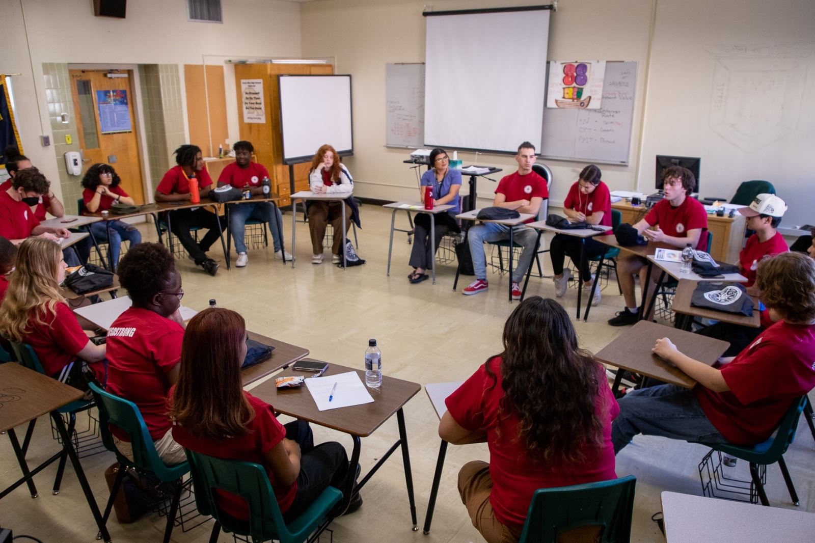 Students take part in a discussion at the EDI Student Summit at Santa Rita High School.