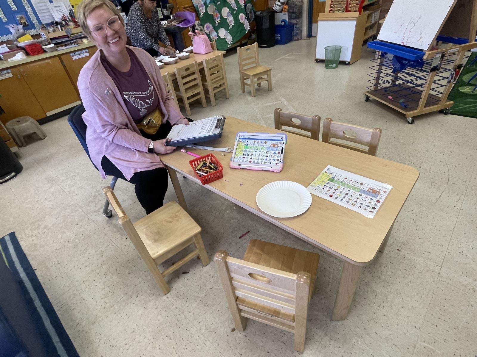 Speech Clinician Holly Barroero in her classroom at Tolson Elementary.