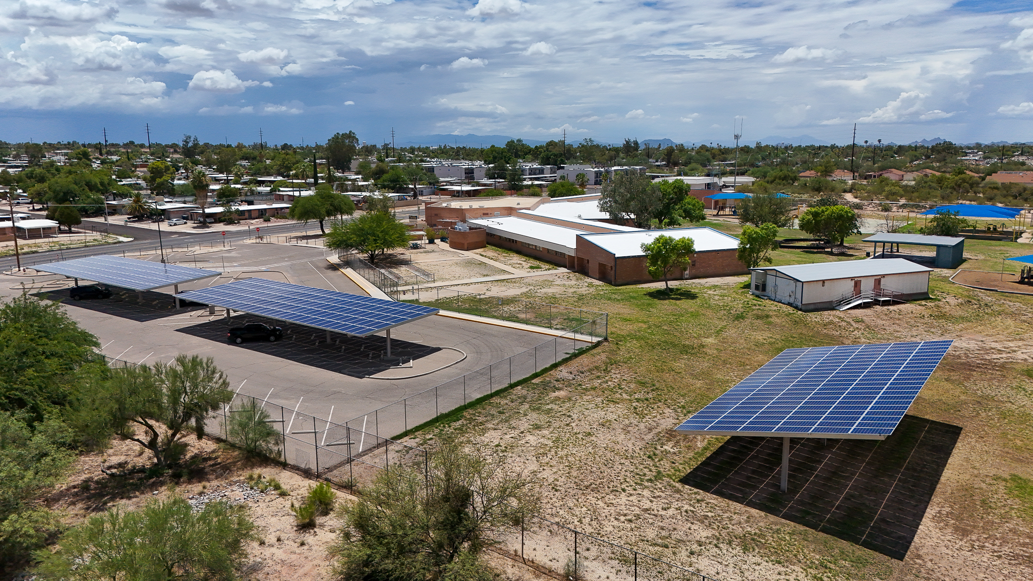 Drone view of solar panels