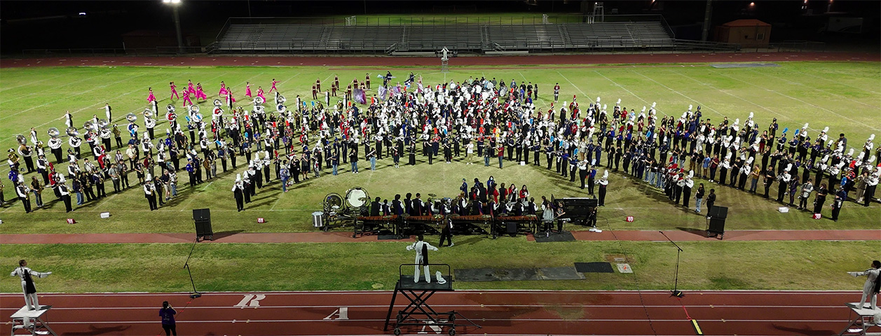 Hundreds of student perform at the Marching Band Exhibition.