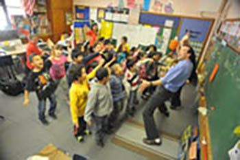 first graders dancing