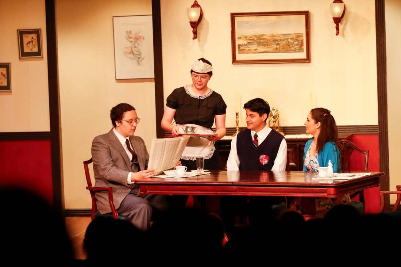 Student act out a scene in The Dining Room