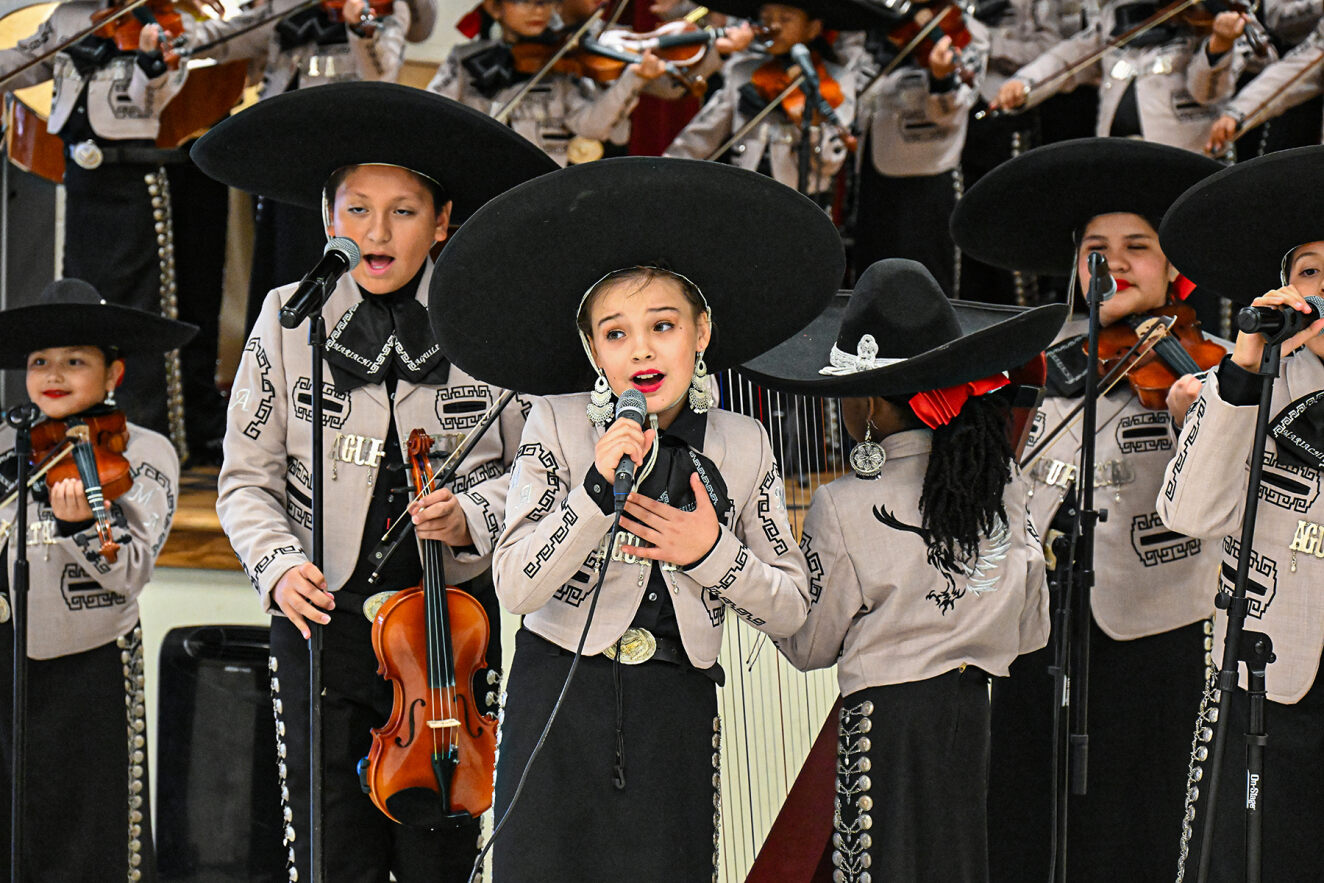 Students sing and perform in the Davis mariachi.